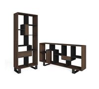 Skraut Home | Librería estantería | Estanteria Libros de Pared | 174x67x31cm | Diseño Industrial | Estilo Moderno | Roble Oscuro y Negro