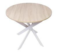 Mesa de Comedor Skraut Home fija redonda - Modelo Zen - Ø90x90x77cm - Capacidad hasta 4 personas - Materiales resistentes - Encimera en melamina de alta calidad - Color mate con patas metálicas color