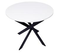 Skraut Home - Mesa Comedor Fija Redonda | 90 x 90 x 77 cm | Capacidad hasta 4 Personas | Materiales Resistentes | Modelo Zen (90cm, Blanca + Patas Negras)