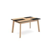 Skraut Home | Mesa Comedor | Mesa Fija Cocina y Salón | 140 | para 6 comensales | Patas de Madera | Estilo Moderno | Roble y Negro