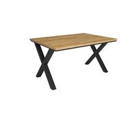 Skraut Home, Mesa Comedor, Mesa Fija Cocina y Salón, 140x90x74cm, Para 6 comensales, Muebles Comedor, Estilo Industrial, Roble