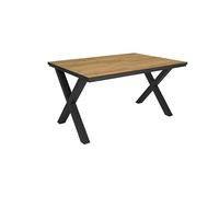 Skraut Home | Mesa Comedor | Mesa Fija Cocina y Salón | 140x90x74 cm | para 6 comensales | Muebles Comedor | Estilo Industrial | Roble y Negro