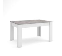 Skraut Home | Mesa Comedor | Mesa Fija Cocina y Salón | 140x90x76 cm | para 6 comensales | Muebles Comedor | Estilo Moderno | Cemento y Blanco
