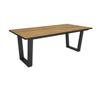 Skraut Home, Mesa Comedor, Mesa Fija Cocina y Salón, 194x90x74cm, Para 10 Comensales, Muebles Comedor, Estilo Industrial, Roble y negro