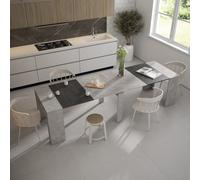 Mesa Consola Extensible Skraut Home, Mesa Auxiliar, S III, 58/302x90x77cm, Práctica y Versátil, Estilo Moderno, Fácil Montaje Cement/black