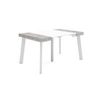 Skraut Home, Mesa Consola Extensible, Mesa Auxiliar, Tapa, 58/140x90x73cm, Práctica y Versátil, Estilo Moderno, Fácil Montaje White/cement