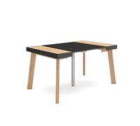 Skraut Home | Mesa Consola Extensible | Mesa Comedor Plegable | 140 | para 6 comensales | Patas de Madera | Estilo Moderno | Roble y Negro