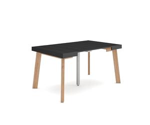 Skraut Home | Mesa Consola Extensible | Mesa Comedor Plegable | 140 | para 6 comensales | Patas de Madera | Estilo Moderno | Negro