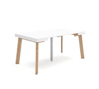 Skraut Home | Mesa Consola Extensible | Mesa Comedor Plegable | 160 | para 8 comensales | Patas de Madera | Estilo Moderno | Blanco