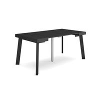 Skraut Home, Mesa Consola Extensible, Mesa Auxiliar, Tapa, 58/160x90x73cm, Práctica y Versátil, Estilo Moderno, Fácil Montaje Black