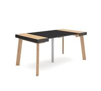 Skraut Home | Mesa Consola Extensible | Mesa Comedor Plegable | 160 | para 8 comensales | Patas de Madera | Estilo Moderno | Roble y Negro
