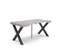 Skraut Home | Mesa Consola Extensible | Mesa Comedor Plegable | 160 | para 8 comensales | Patas Madera Maciza | Estilo Moderno | Cemento