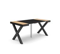 Skraut Home | Mesa Consola Extensible | Mesa Comedor Plegable | 160 | para 8 comensales | Patas Madera Maciza | Estilo Moderno | Roble y Negro