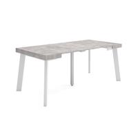 Skraut Home | Mesa Consola Extensible | Mesa Comedor Plegable | 180 | para 8 comensales | Patas de Madera | Estilo Moderno | Cemento