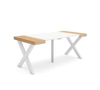 Skraut Home | Mesa Consola Extensible | Mesa Comedor Plegable | 180 | para 8 comensales | Patas Madera Maciza | Estilo Moderno | Roble y Blanco