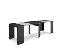 Skraut Home, Mesa Consola Extensible, Mesa Auxiliar, S III, Práctica y Versátil, Estilo Moderno, 2 longitudes 58/222x90x77cm y 58/262x90x77cm Black/cement 260 cm