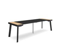 Skraut Home | Mesa Consola Extensible | Mesa Comedor Plegable | 260 | para 12 comensales | Patas de Madera | Estilo Moderno | Roble y Negro