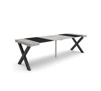 Skraut Home | Mesa Consola Extensible | Mesa Comedor Plegable | 260 | para 12 comensales | Patas Madera Maciza | Estilo Moderno | Cemento