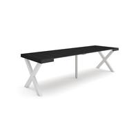 Skraut Home | Mesa Consola Extensible | Mesa Comedor Plegable | 260 | para 12 comensales | Patas Madera Maciza | Estilo Moderno | Negro