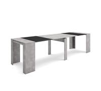 Skraut Home, Mesa Consola Extensible, Mesa Auxiliar, S III, 58/302x90x77cm, Práctica y Versátil, Estilo Moderno, Fácil Montaje Cement/black