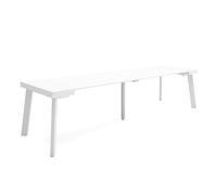 Skraut Home | Mesa Consola Extensible | Mesa Comedor Plegable | 300 | para 14 comensales | Patas de Madera | Estilo Moderno | Blanco