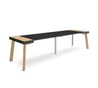 Skraut Home | Mesa Consola Extensible | Mesa Comedor Plegable | 300 | para 14 comensales | Patas de Madera | Estilo Moderno | Roble y Negro