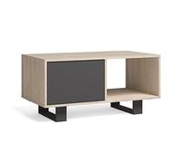 Skraut Home | Mesa de café con puertas | comedor | modelo Wind 92x50x45cm (Chene-Gris)