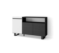 Mueble Aparador Skraut Home en Melamina, Veteado de madera con Tacto poroso, 153x35x87cm, color Negro y Blanco WHITE/BLACK-B