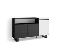 Mueble Aparador Skraut Home en Melamina, Veteado de madera con Tacto poroso, 153x35x87cm, color Negro y Blanco White/black - a