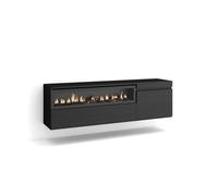 Mueble TV Skraut Home en melamina de alta calidad, Fuego led efecto 3d, Estilo Moderno Elegante, 153x35x45cm Black - a