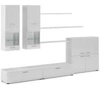 Skraut Home | Mueble para Salón | 189 x 300 x 42 cm | Sistema de Iluminación LED | Modelo Beta | Gran Capacidad de Almacenaje | Estilo Moderno | Acabado Blanco