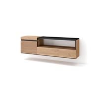 Mueble TV Skraut Home con dos puertas para almacenaje, 150x45x35cm, Colgado, Suspendido, Moderno, color Roble Oak - option b