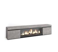 Skraut Home | Mueble TV | Televisión | Muebles de salón, almacenaje | 210 | para TV hasta 80" | Chimenea eléctrica XXL | Estilo Moderno | Cemento