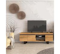 Skraut Home - Mueble de TV con patas y puertas - acabado color Roble/Negro - Varias medidas disponibles 120/140/160x40x53cm