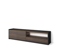 Skraut Home | Mueble TV | Muebles de salón, almacenaje | 207x50x37 cm | para televisión hasta 80" | LED | Estilo Moderno | Roble Oscuro y Negro
