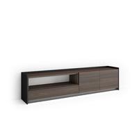 Skraut Home | Mueble TV | Muebles de salón, almacenaje | 207x50x37 cm | para televisión hasta 80" | LED | Estilo Moderno | Roble Oscuro y Negro
