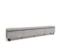 Mueble Tv, Televisión, Muebles De Salón, Almacenaje, 320x57x35 Cm, Para Tv Gran Formato, Diseño Industrial, Estilo Moderno, Cemento