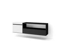 Mueble Tv, Televisión, Muebles De Salón, Almacenaje, 150x45x35cm, Para Tv Hasta 65", Colgado, Suspendido, Estilo Moderno, Blanco Y Negro