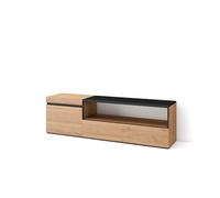 Skraut Home | Mueble TV | Televisión | Muebles de salón, almacenaje | 150x45x35cm | para TV hasta 65" | con Almacenamiento | Estilo Moderno | Roble y Negro