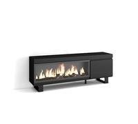 Skraut Home | Mueble TV | Televisión | Muebles de salón, almacenaje | 160 | para TV hasta 65" | Chimenea eléctrica XXL | Diseño Industrial | Estilo Moderno | Negro