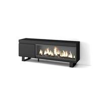 Skraut Home | Mueble TV | Televisión | Muebles de salón, almacenaje | 160 | para TV hasta 65" | Chimenea eléctrica XXL | Diseño Industrial | Estilo Moderno | Negro