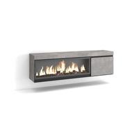 Mueble Tv, Televisión, Muebles De Salón, Almacenaje, 160, Para Tv Hasta 65", Chimenea Eléctrica Xxl, Colgado, Suspendido, Estilo Moderno, Cemento