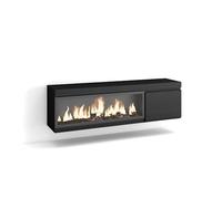 Skraut Home | Mueble TV | Televisión | Muebles de salón, almacenaje | 160 | para TV hasta 65" | Chimenea eléctrica XXL | Colgado, Suspendido | Estilo Moderno | Negro