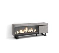 Skraut Home | Mueble TV | Televisión | Muebles de salón, almacenaje | 160 | para TV hasta 65" | Chimenea eléctrica XXL | Diseño Industrial | Estilo Moderno | Cemento