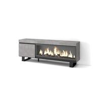 Skraut Home | Mueble TV | Televisión | Muebles de salón, almacenaje | 160 | para TV hasta 65" | Chimenea eléctrica XXL | Diseño Industrial | Estilo Moderno | Cemento