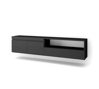 Mueble Tv, Televisión, Muebles De Salón, Almacenaje, 200x45x35cm, Para Tv Hasta 80", Colgado, Suspendido, Estilo Moderno, Negro