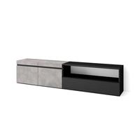 Skraut Home | Mueble TV | Televisión | Muebles de salón, almacenaje | 200x45x35cm | para TV hasta 80" | con Almacenamiento | Estilo Moderno | Cemento