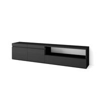Skraut Home, Mueble de Televisión en melamina de alta calidad, 203x35x45cm, Ideal para Dispositivos Electrónicos, Estilo Moderno Elegante Black - c