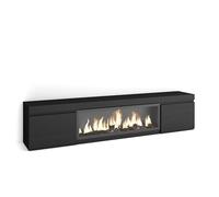 Skraut Home | Mueble TV | Televisión | Muebles de salón, almacenaje | 210 | para TV hasta 80" | Chimenea eléctrica XXL | Estilo Moderno | Negro