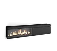 Skraut Home | Mueble TV | Televisión | Muebles de salón, almacenaje | 210 | para TV hasta 80" | Chimenea eléctrica XXL | Estilo Moderno | Negro
